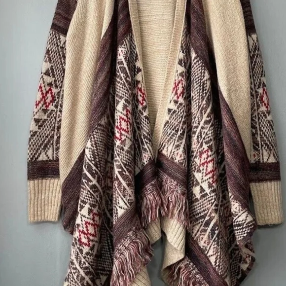 Lucky Brand Cream and Brown Cardigan Sweater - Picture 3 of 4